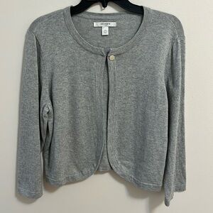 Liz Claiborne solid gray cropped sweater cardigan size XL cotton cashmere blend